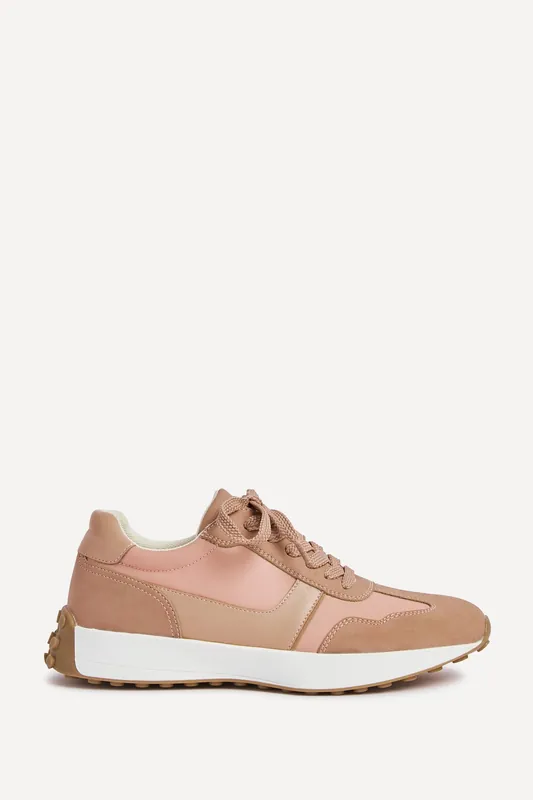 Hustle Dusky Pink Suede Mix Sports Trainers - Linzi