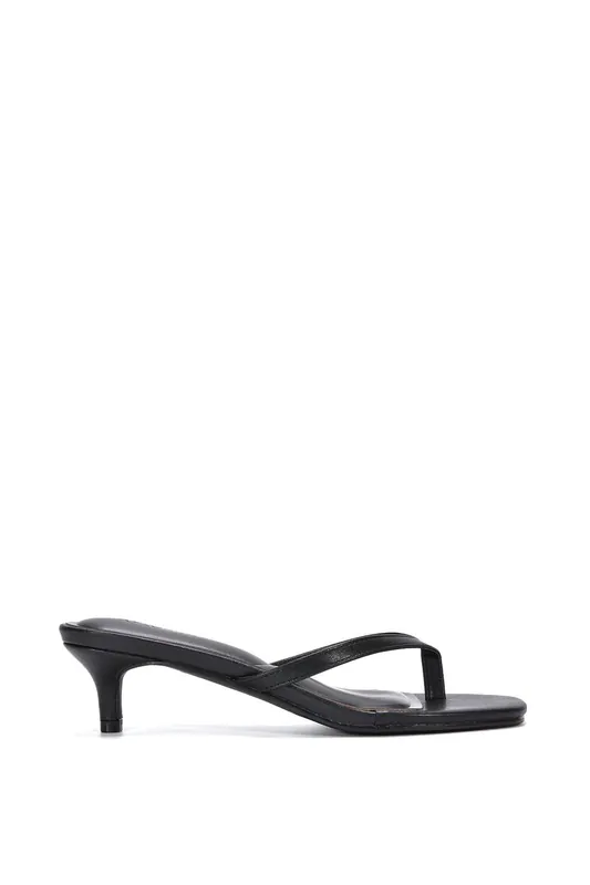 Violet' Slip On Flip Flop Kitten Heel Mule Heeled Sandals - XY London