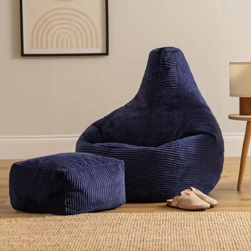 Gaming Bean Bag Recliner & Footstool, Corduroy - icon