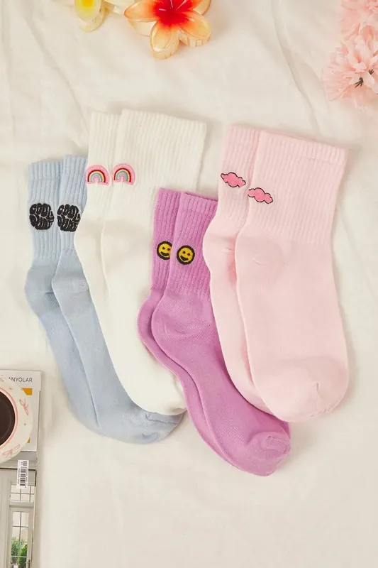 4 Pack Cotton Knit Crew Socks - WOVCOR