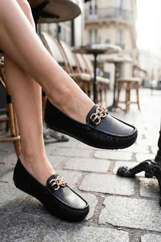 Olivia Womens Rhinestone Chain Loafers - IKRUSH