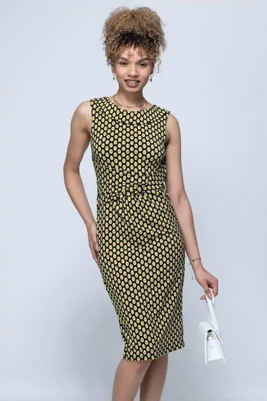 Roll Collar Sleeveless Shift Dress - Jolie Moi
