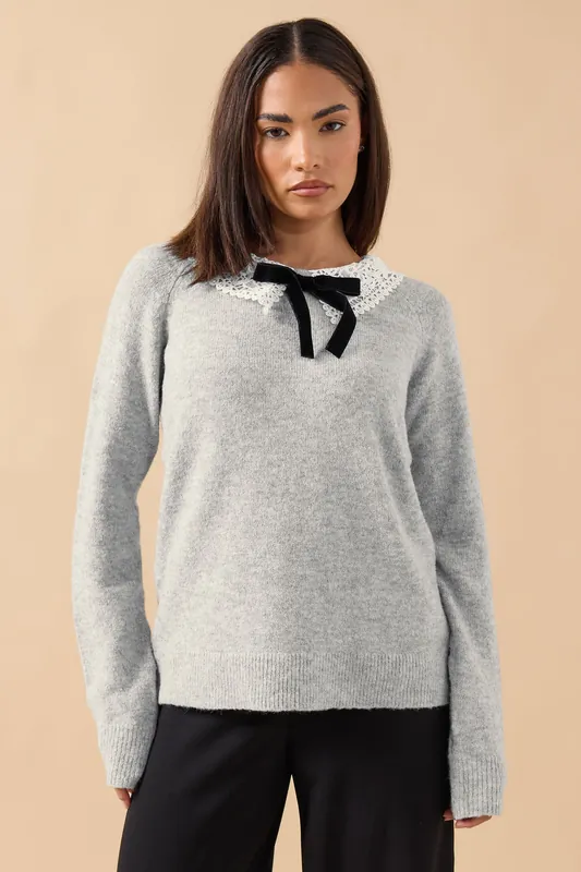 Petite Lace Bow Jumper - PixieGirl