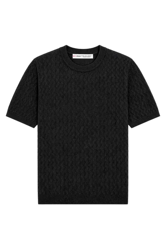 Textured Ribbed Crew Neck Blouse - MixRay