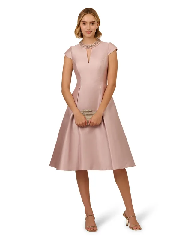 Key Hole Mikado Midi Dress - Adrianna Papell