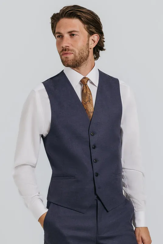 Dark Blue Twill Waistcoat - Dobell