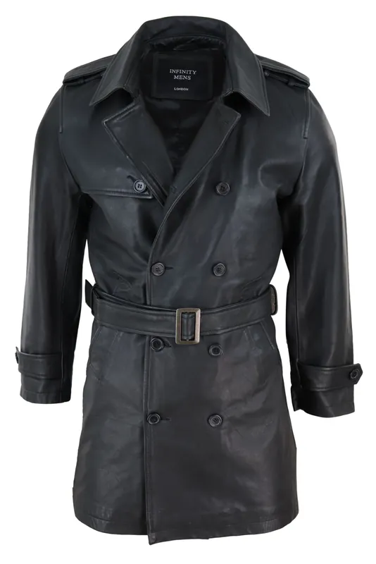 3/4 Trench Coat Napa Leather Classic - TruClothing