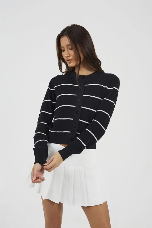 Striped Fisherman Knit Cardigan - Brave Soul
