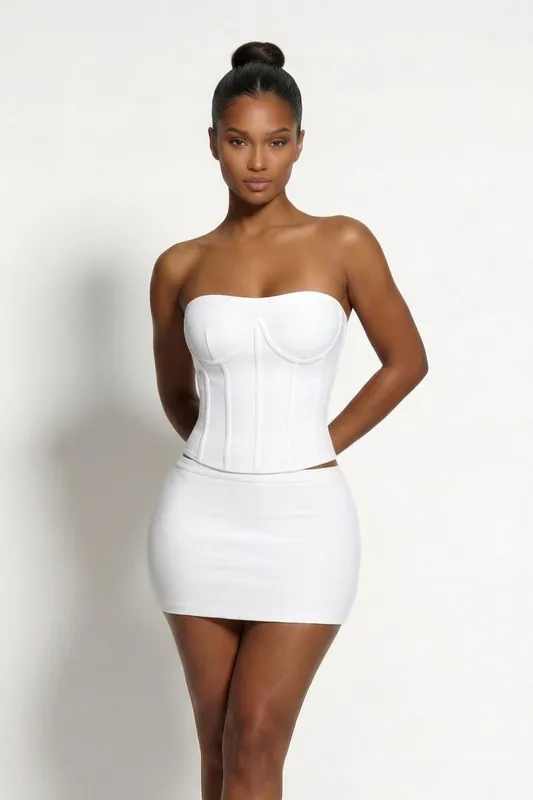 The Inara Sculpt Bandage Corset Top White - LEMONLUNAR