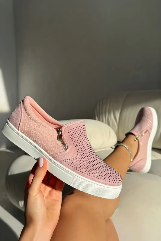 Crystal Suede Zip Pumps Trainers - Love Lemonade
