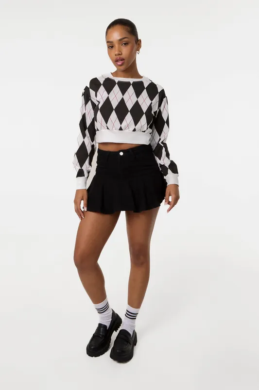 Black Long Sleeve Diamond Top - Pink Vanilla