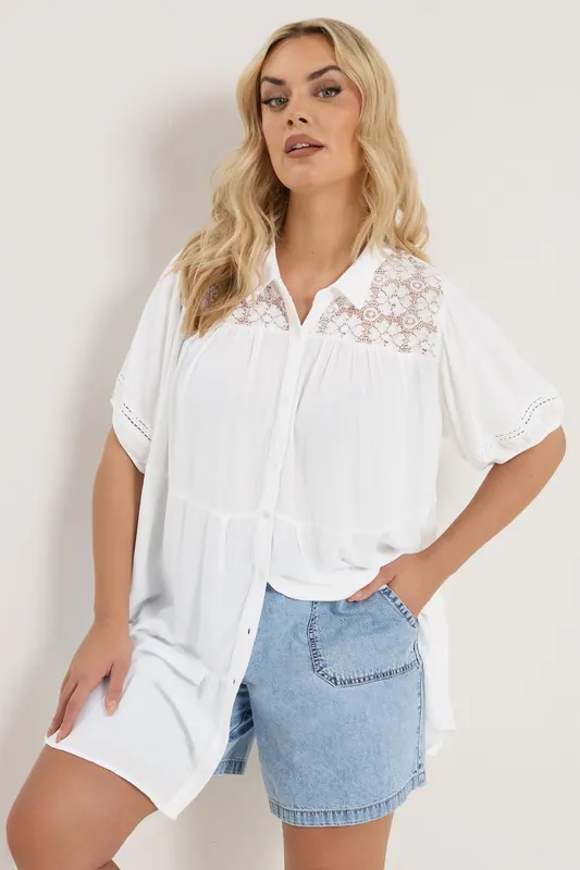 Tiered Crochet Detailed Shirt - Yours