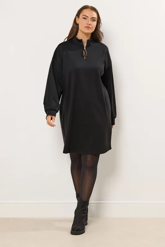 Zip Neck Mini Jumper Dress - Yours