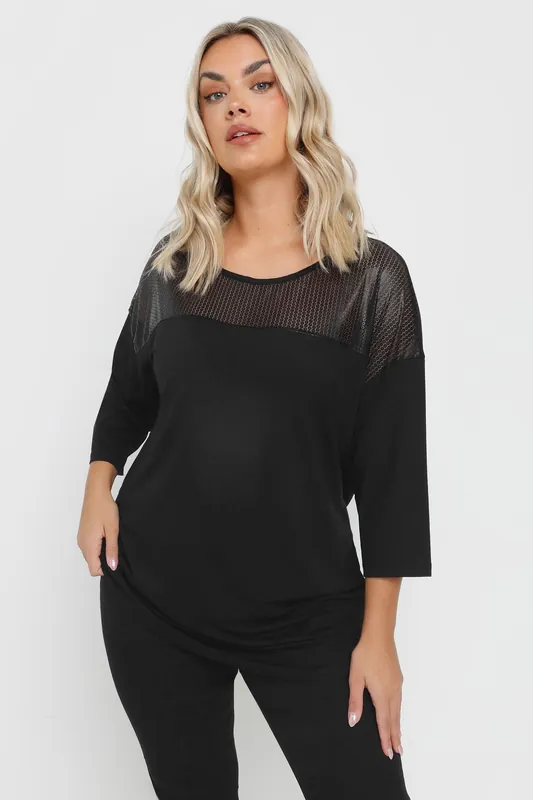 Mesh Panel Sequin Top - Yours