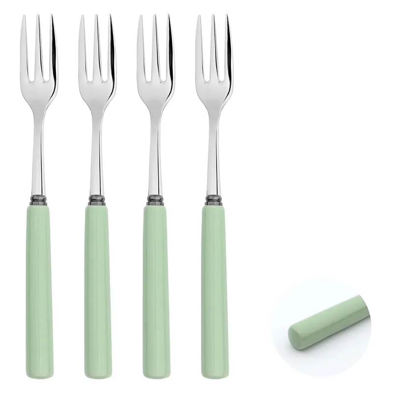 Dessert Pastry Forks Porelain Handle 18/8 Stainless Steel Turquoise x4 - Glim & Glam