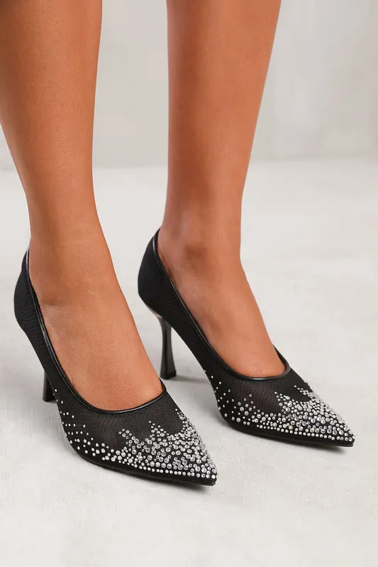 Aralyn' Wide Fit Court Shoe With Diamante Detailing - Where's That From