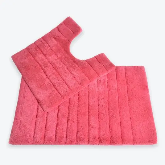 Ribbed Two Piece Bath Mat & Toilet Mat Set - Allure Bath Fashions