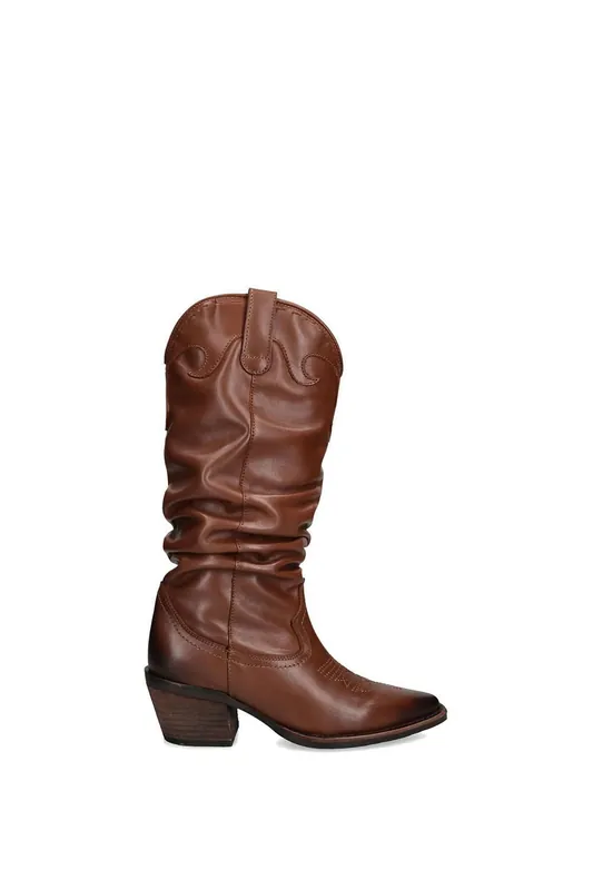 Stage Brown Leather' Leather Boots - STEVE MADDEN