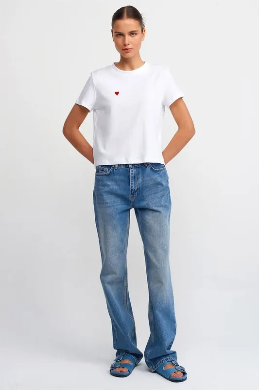 High-Waist Straight-Leg Cotton Jeans