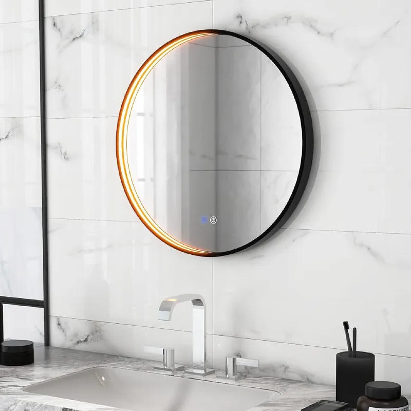 60 CM Round Bathroom Mirror Vanity Mirror With 3-Color LED Lights