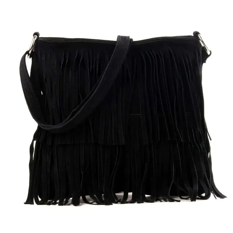 Boho Style Italian Fringed Suede Crossbody Bag - Kitise