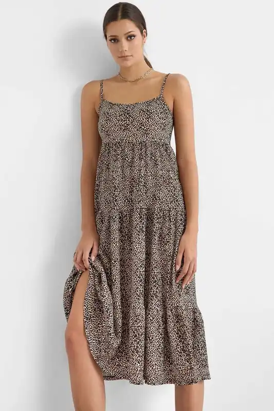 Animal-Printed Midi Jersey Dress