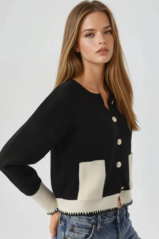 Pocket Detailed Knit Cardigan with Button Closure - MyFashion