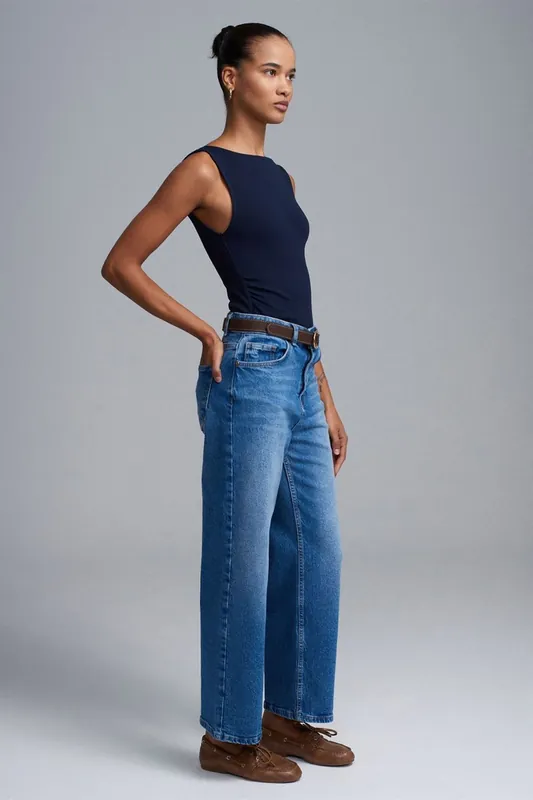High-Waist Wide-Leg Denim Jeans