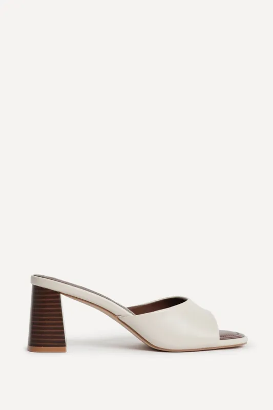 Cannes Ivory Faux Leather Mule Heels - Linzi