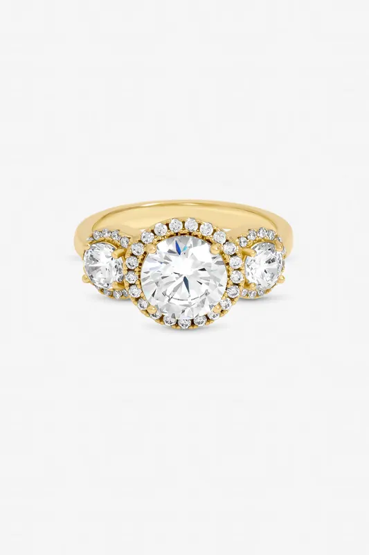 Gold Plated Triple Stone Ring - Jon Richard