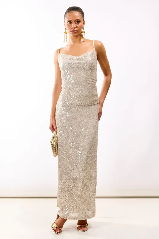 Cream Sequin Midaxi Skirt - Needs No Label
