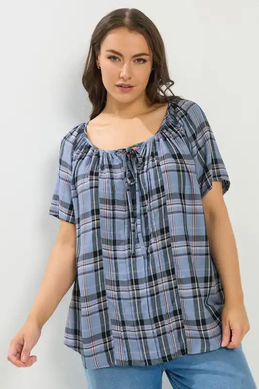 Check Pintuck Blouse - Yours