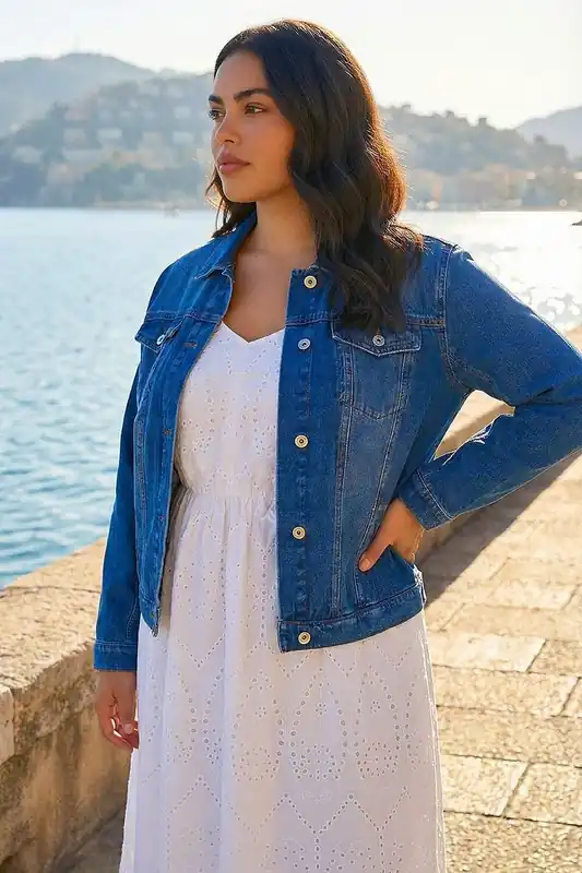 Curve Cotton Denim Jacket - Roman