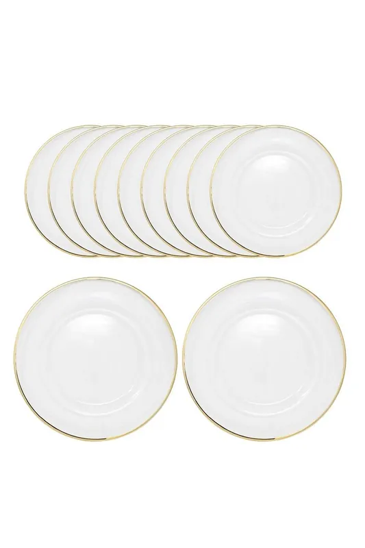33cm Set of 12 Charger Plates Gold Trim Glass Plates for Dinner Table Decoration - Neel Blue