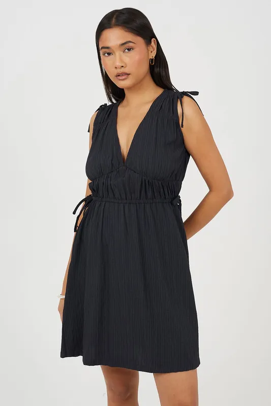 V-Neck Sleeveless Dress With Tie Details