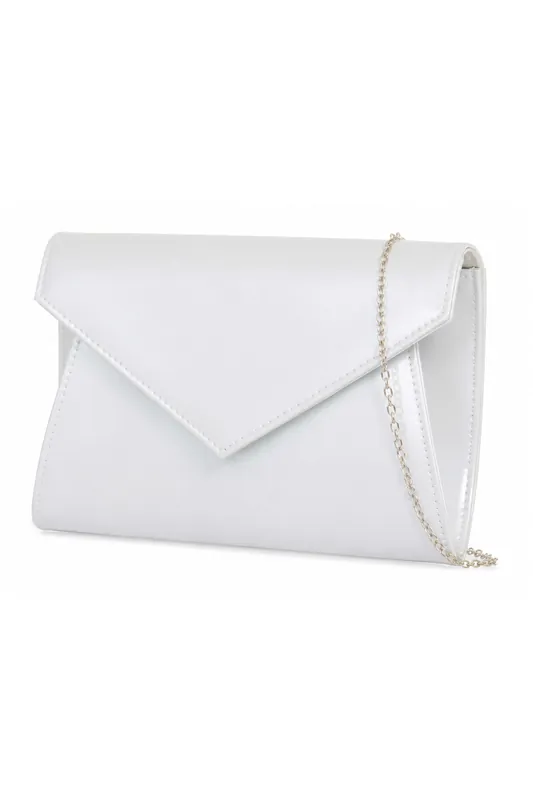 V Envelope Shape Glossy Clutch Evening Bag - Kitise