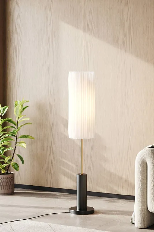 Simple Retro Floor Lamp with Fabric Lampshade - Living and Home