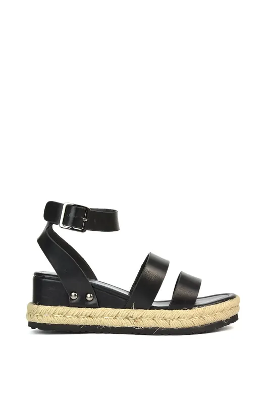 Brook' Espadrille Platform Wedge Low Heel Sandal Shoes With Ankle Strap - XY London