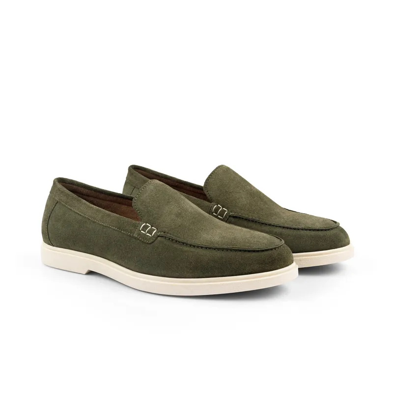 San Mauro Suede Leather Casual Mens Apron Loafers - Silver Street London