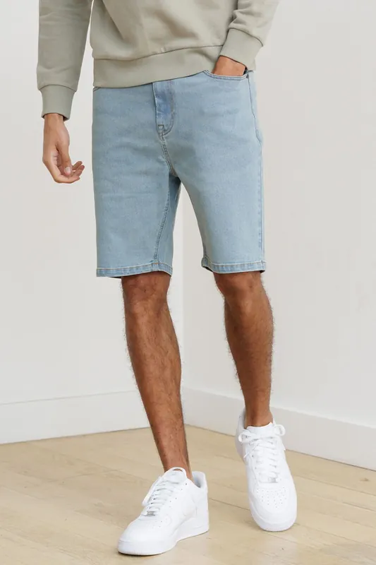 Cotton Blend Regular-Fit Denim Shorts