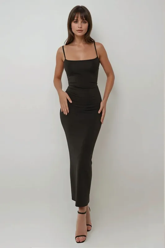 Square Collar Bodycon Maxi Dress - Hiccup