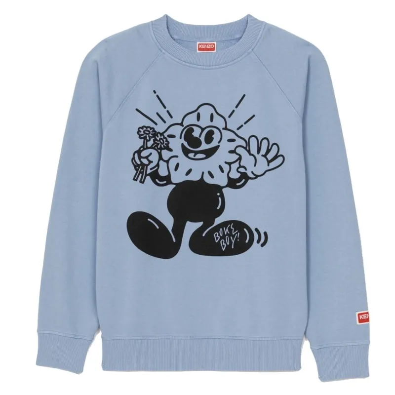 Boke Boy Flower Graphic Light Blue Sweatshirt - Kenzo