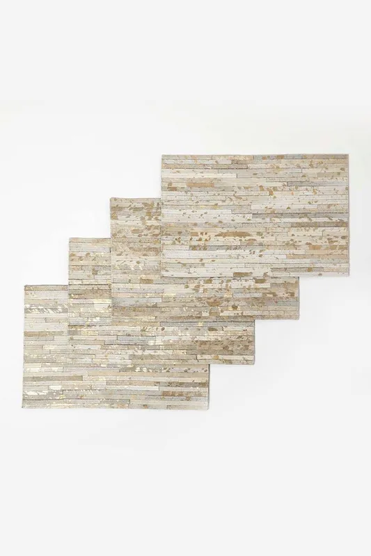 Gold & Grey Leather Placemats Set of 4 - Homescapes
