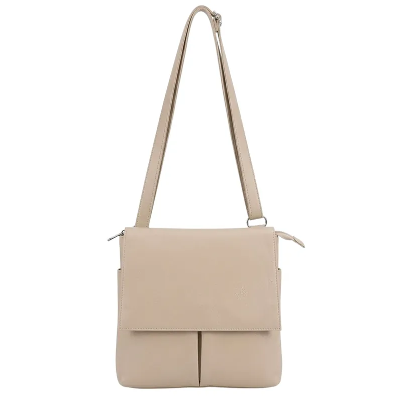 Multi-Pocket Genuine Italian Leather Slim Messenger Crossbody Bag
