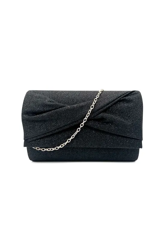 Shiny Pleated Glitter Clutch Evening Bag - Kitise