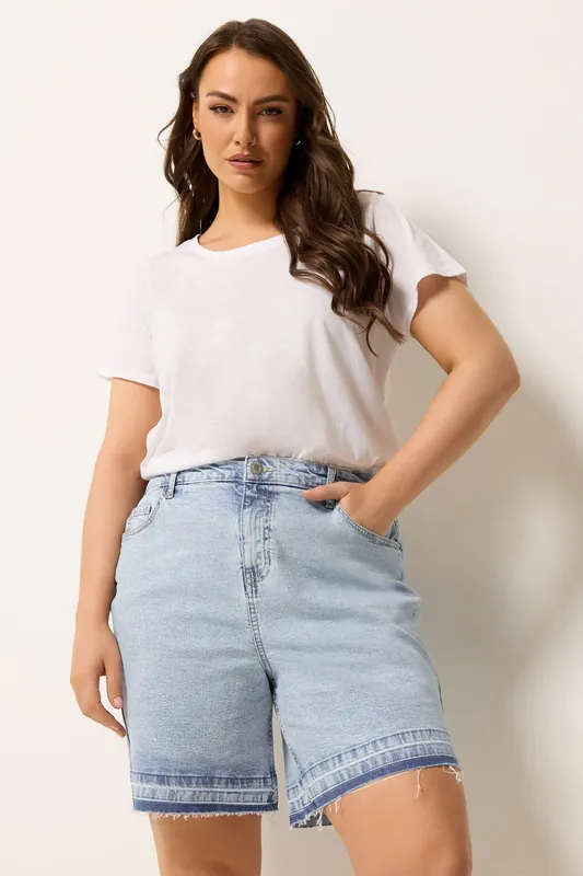 Hem Detail Denim Shorts - Yours