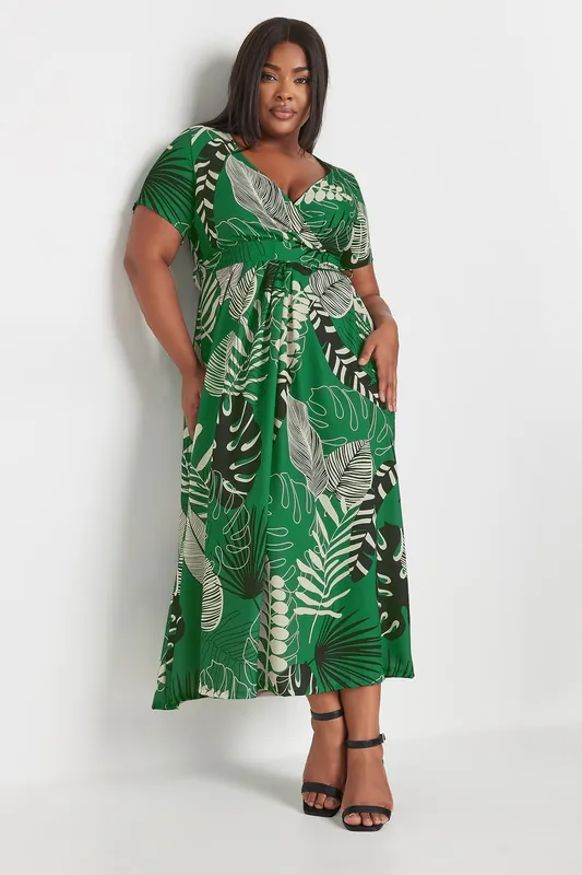 Leaf Print Wrap Maxi Dress - Yours