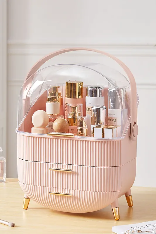 Cosmetic Makeup Storage Organiser Skincare Display Box Case With Portable Handle - SHEONLY