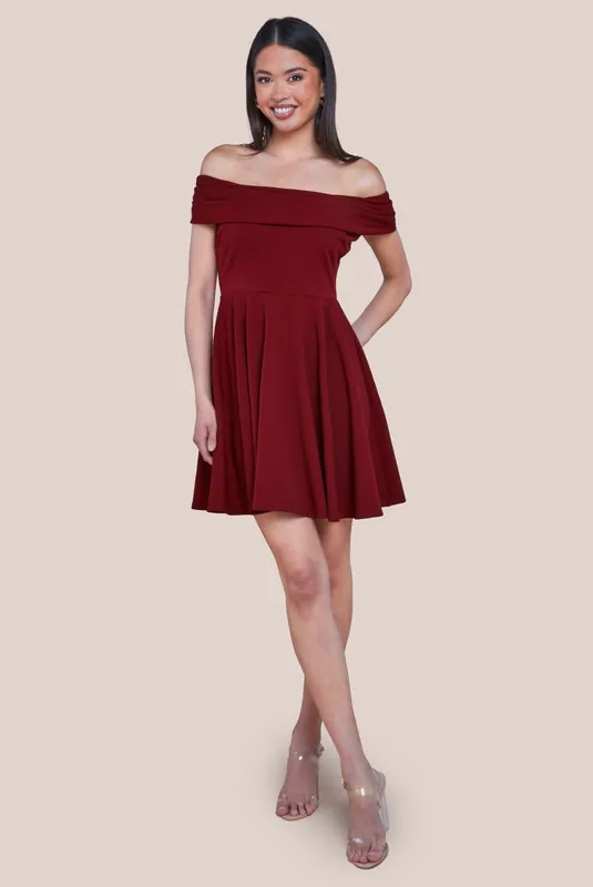 Bardot Scuba Crepe Skater Mini Dress - Goddiva