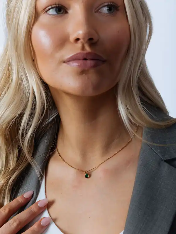 Teardrop Pendant Necklace in Emerald - Gift Boxed